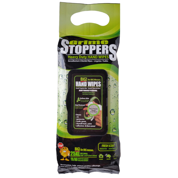 Grimestoppers HD HAND WIPES FRESH 25CT 00225